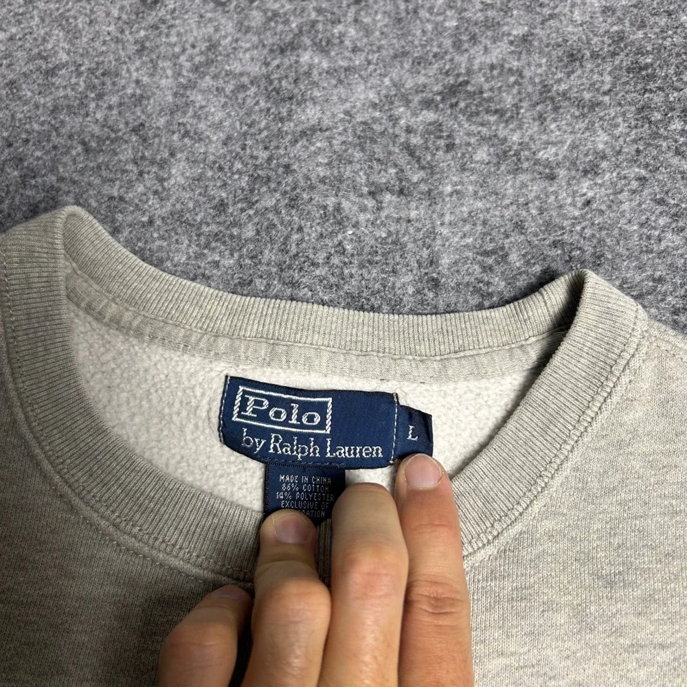 Polo Ralph Lauren Crewneck Sweatshirt Gray Vintage 90s Size Large